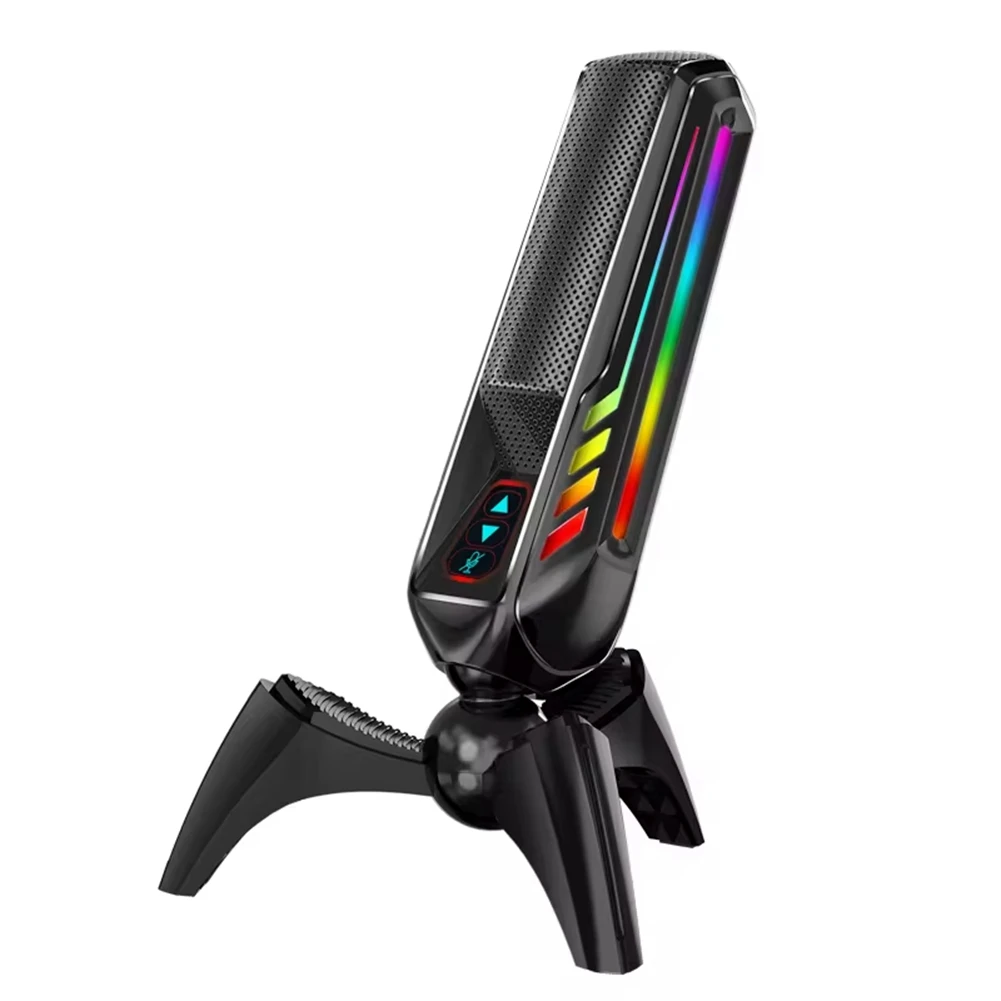 NEW HK4 RGB Gaming Microphone Professional Live Streaming Condenser Desktop USB Noise Cancelling Podcast Microphone-AA26