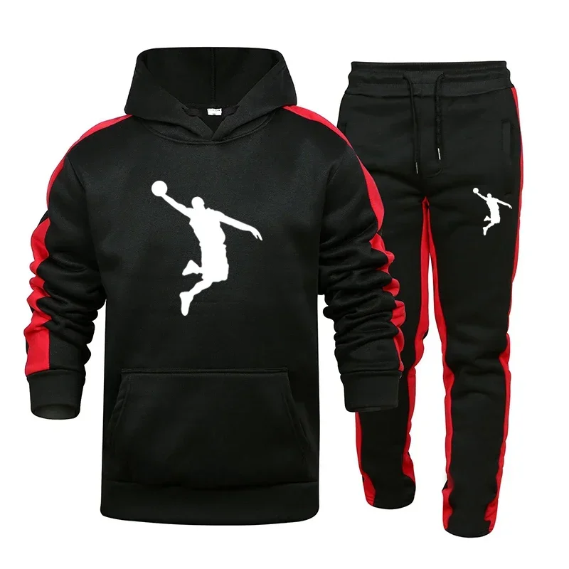 Jogging Mens Tracksuit Printing Daily Casual Hooded Sweatshirt Suit Gym Sports Training Clothing Hot Sales Vigour Warm Pants Set