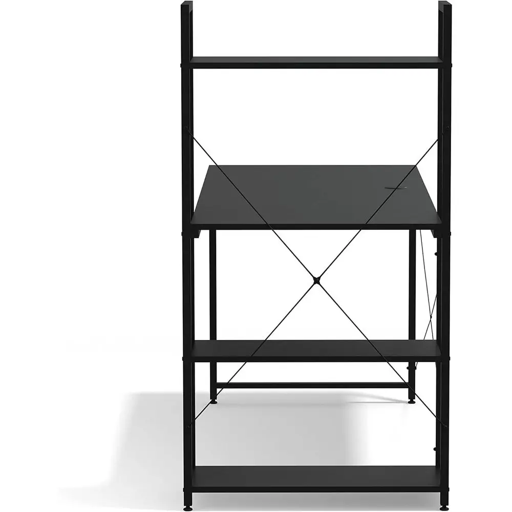 55 مكتب ألعاب مزدوج الجوانب مع أرفف قابلة للتعديل، وإدارة الكابلات، وسهل التجميع للمكتب المنزلي، أسود #6