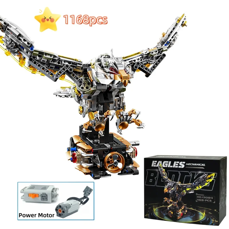 NEW Mechanical Eagle Building Blocks Set MOC Animal World Model Kit Power Motor Technical Bricks Kids Christmas Birthday Gifts
