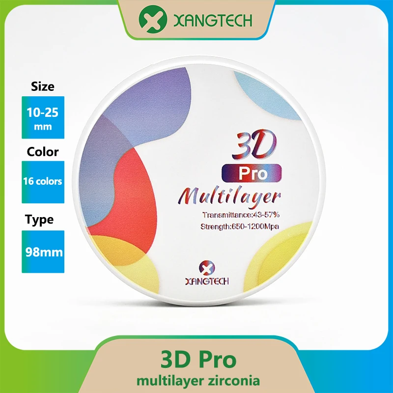 XANGTECH 98mm 3D Pro multilapis zirkonia disk Cad Cam zirkonium blok bahan gigi