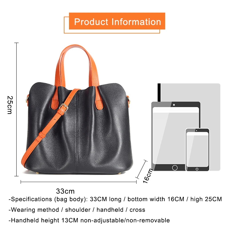 Real Genuine Leather Women Handbag New Female Shoulder Bag Vintage Cow Leather Ladies hand Bag Purses and Handbags Bolsos Tote