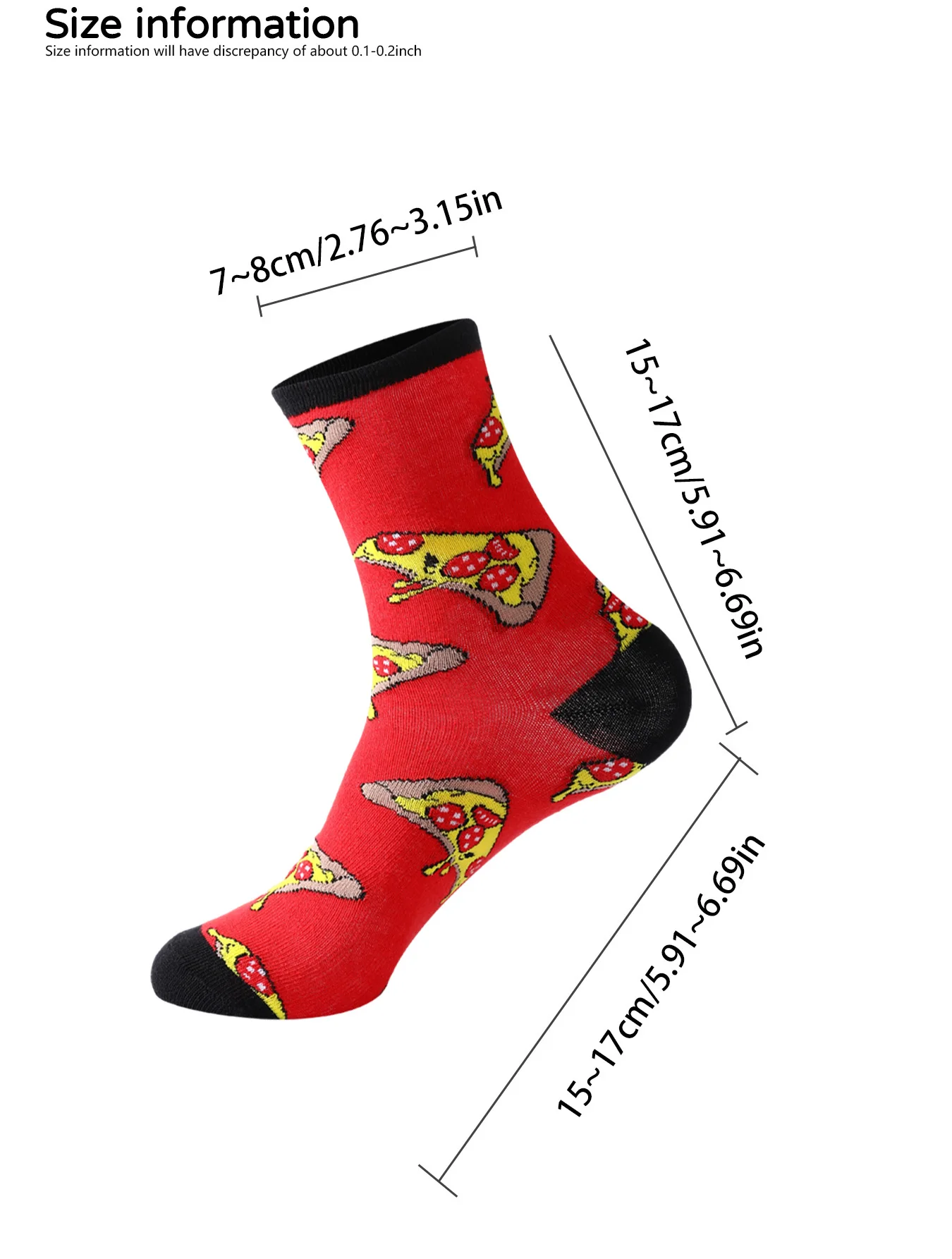 1 para średniej długości skarpet unisex nowatorskich i ciekawych czerwonych skarpetek w pudełku na pizzę na Boże Narodzenie i cztery pory roku