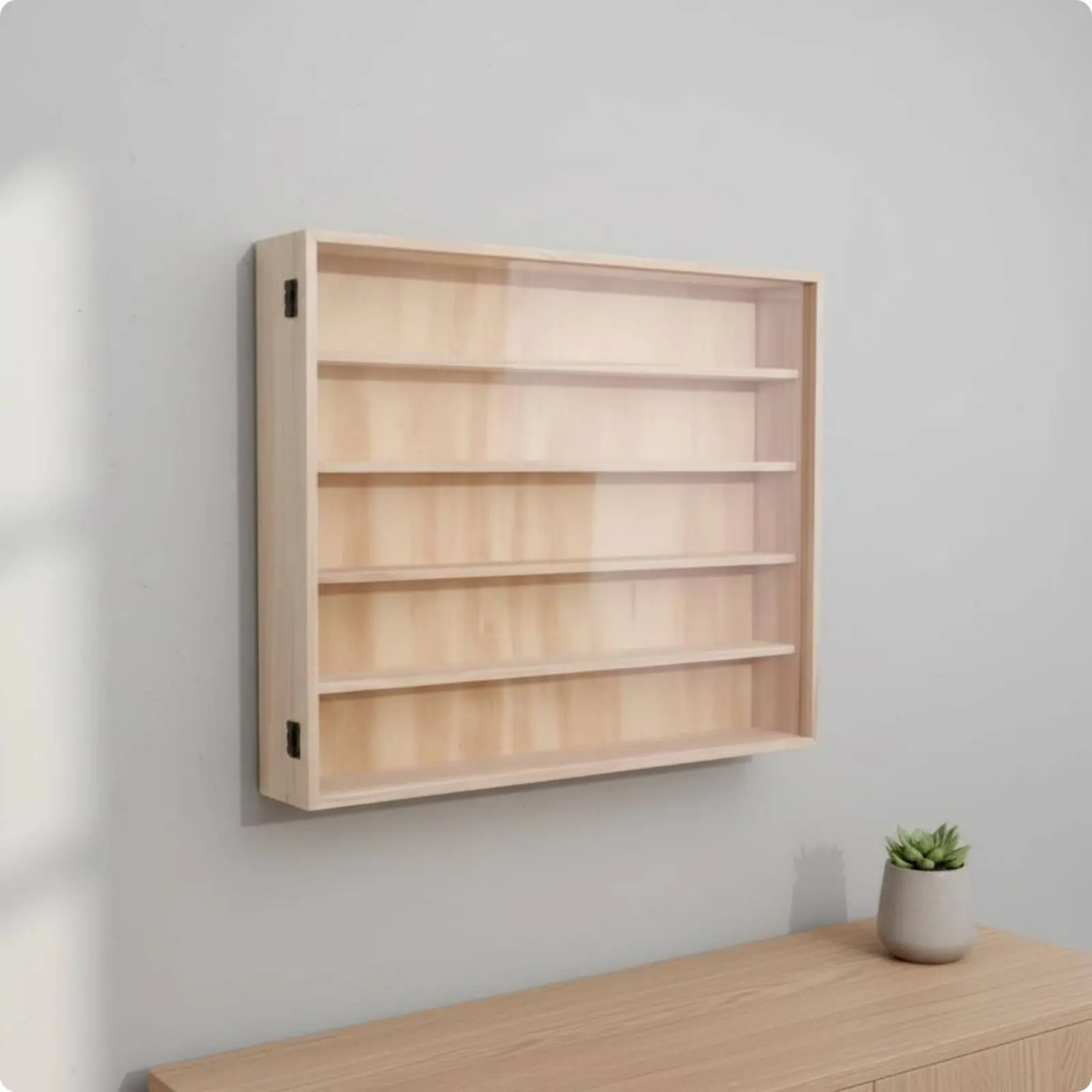 

Diecast Car Display Cabinet Dustproof Wooden Car Display Cabinet Collectible Figure Organizer Space Saving Wall Mountable