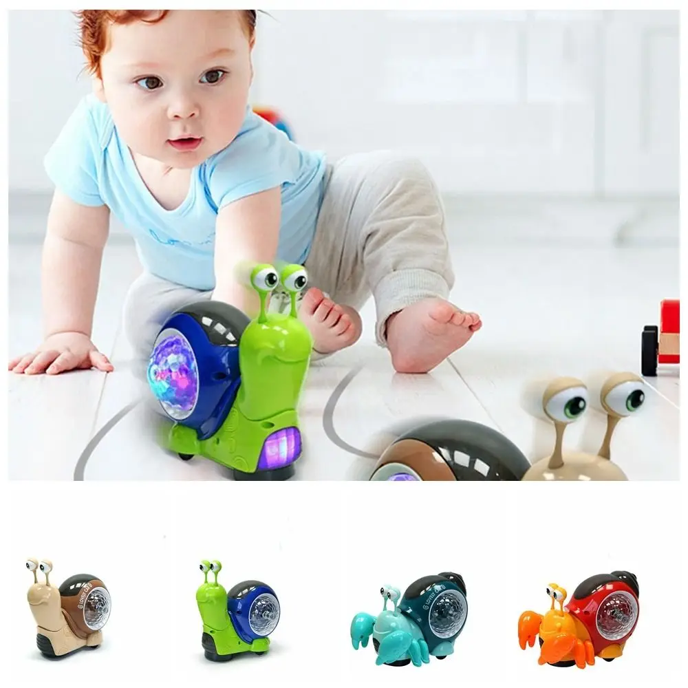 Jouets de marche en plastique avec lumière LED, jouets de crabe avec musique, éducation précoce, jouets de crabe phtalermite, jouet mobile d'escargot en temps réel