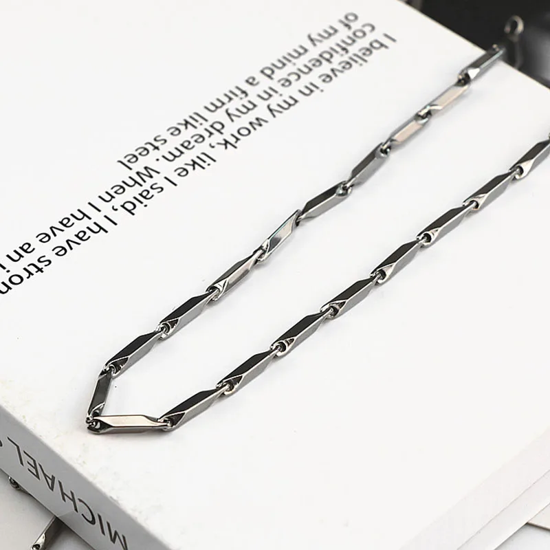1Pcs Bamboo Joint Rhombic Necklace, Men's Hip-Hop Style Decorative Collarbone Chain, Trendy Brand, Versatile