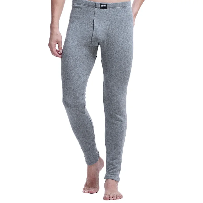 Autumn and winter men's fleece thickened slim-fitting cotton pants, youth single-piece leggings, long johns, thermal pants