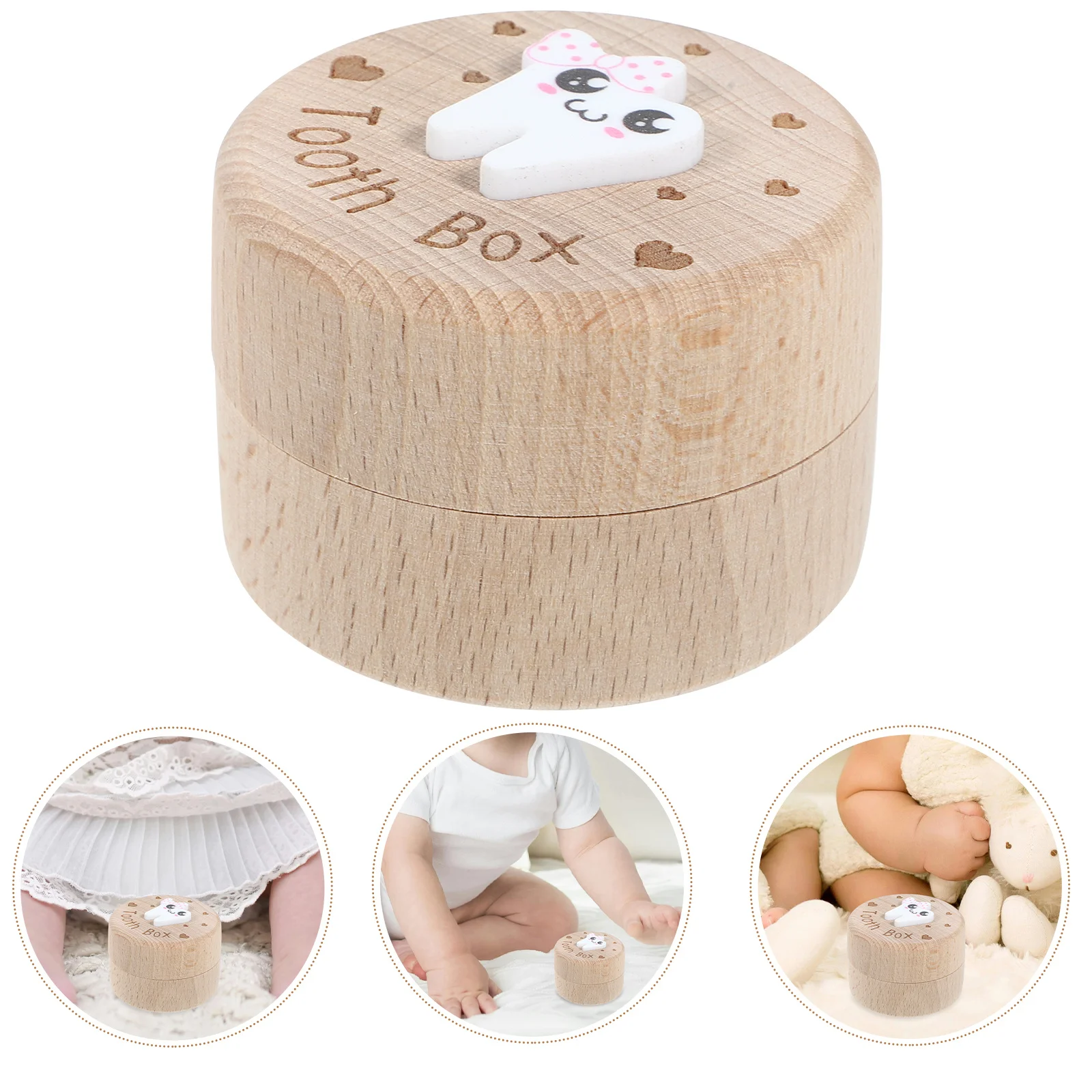 

Baby Teeth Box Wooden Keepsake Storage Case for Kids Child Large Capacity Intricate Carved Design Tooth Saver Box Milestones