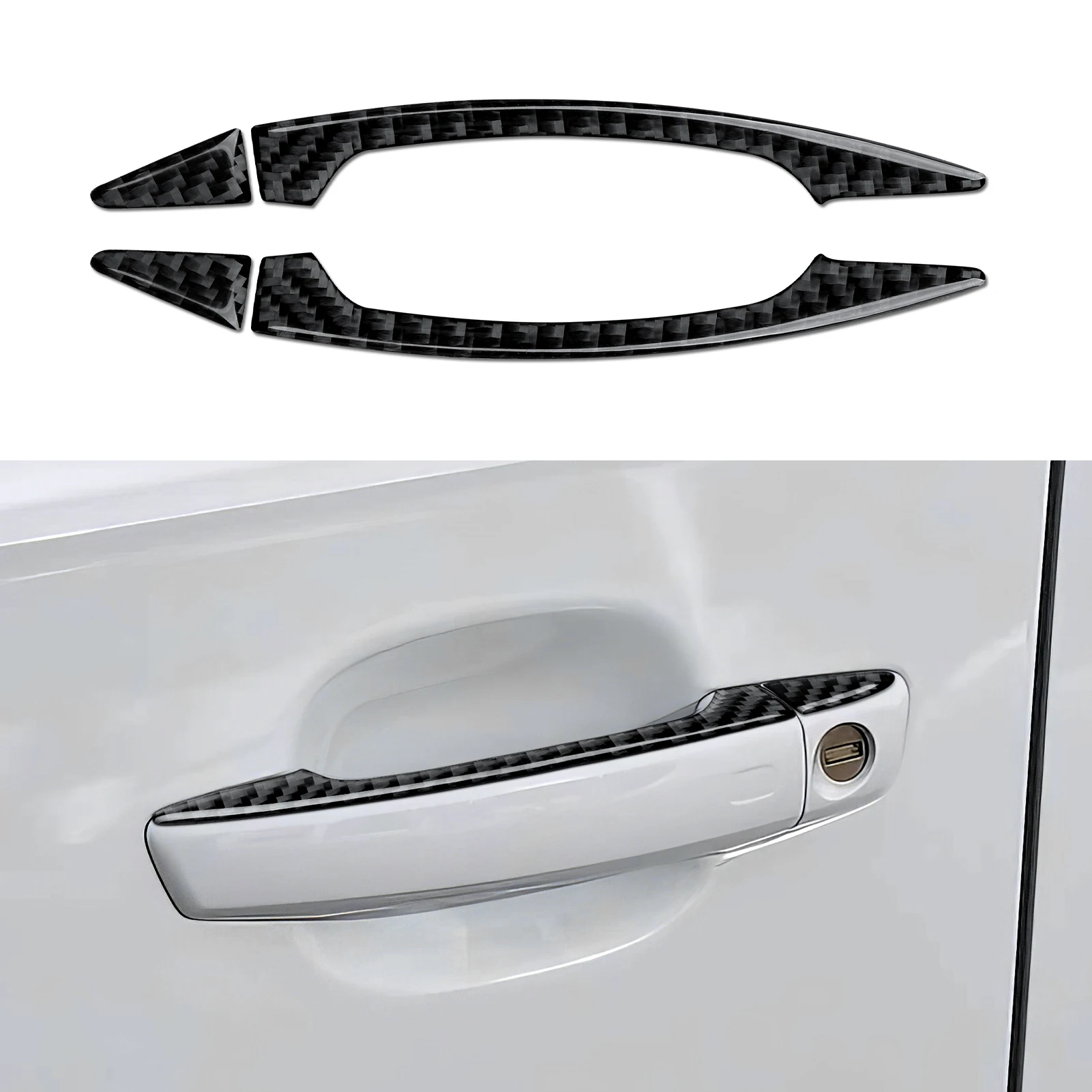 

For Audi A3 S3 RS3 8V (2013-2020) Carbon Fiber Interior Sticker, Outer Door Handle Decorative Strips Panel Car Trim Accessories