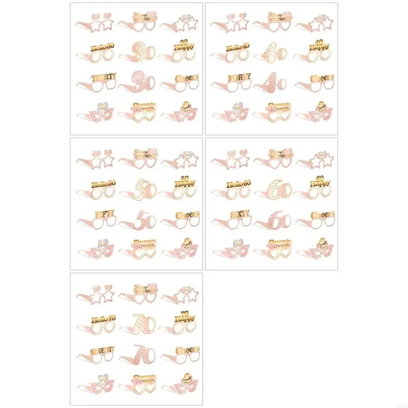 12pcs Birthday Eyewear Assorted Styles Photo Booth Props Paper Party Decoration