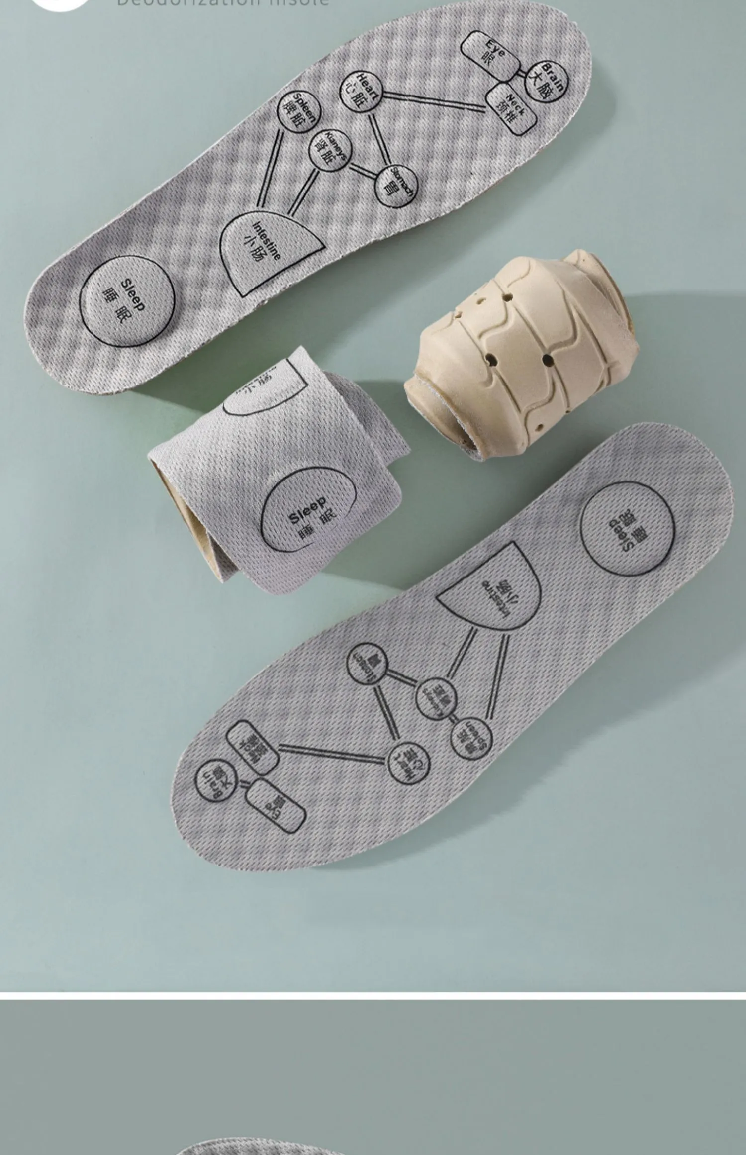 Deodorant Gesunde Einlegesohlen für Schuhe Massage Akupunkturpunkte Arch Support Plantarfasziitis Vorlage Einlegesohle Männer Frauen Schuhsohle Pads – Detail 13
