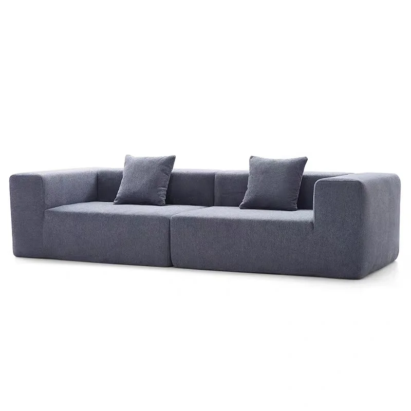 Design Modular Combination Sponge Filling Hemp Cover Small Apartment*Modern Simple Fabric Square Tofu Block Sofa Set Compressed
