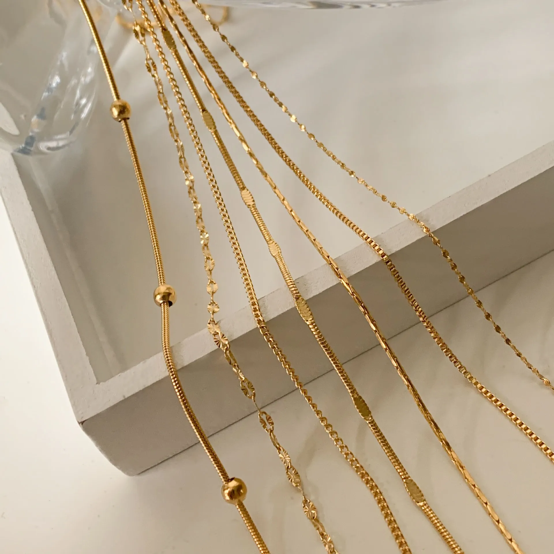 Stainless Steel Gold Plated Chain Necklaces | Dainty Figaro Link Twist Chain Chokers | Waterproof Hypoallergenic Jewelry for Wom