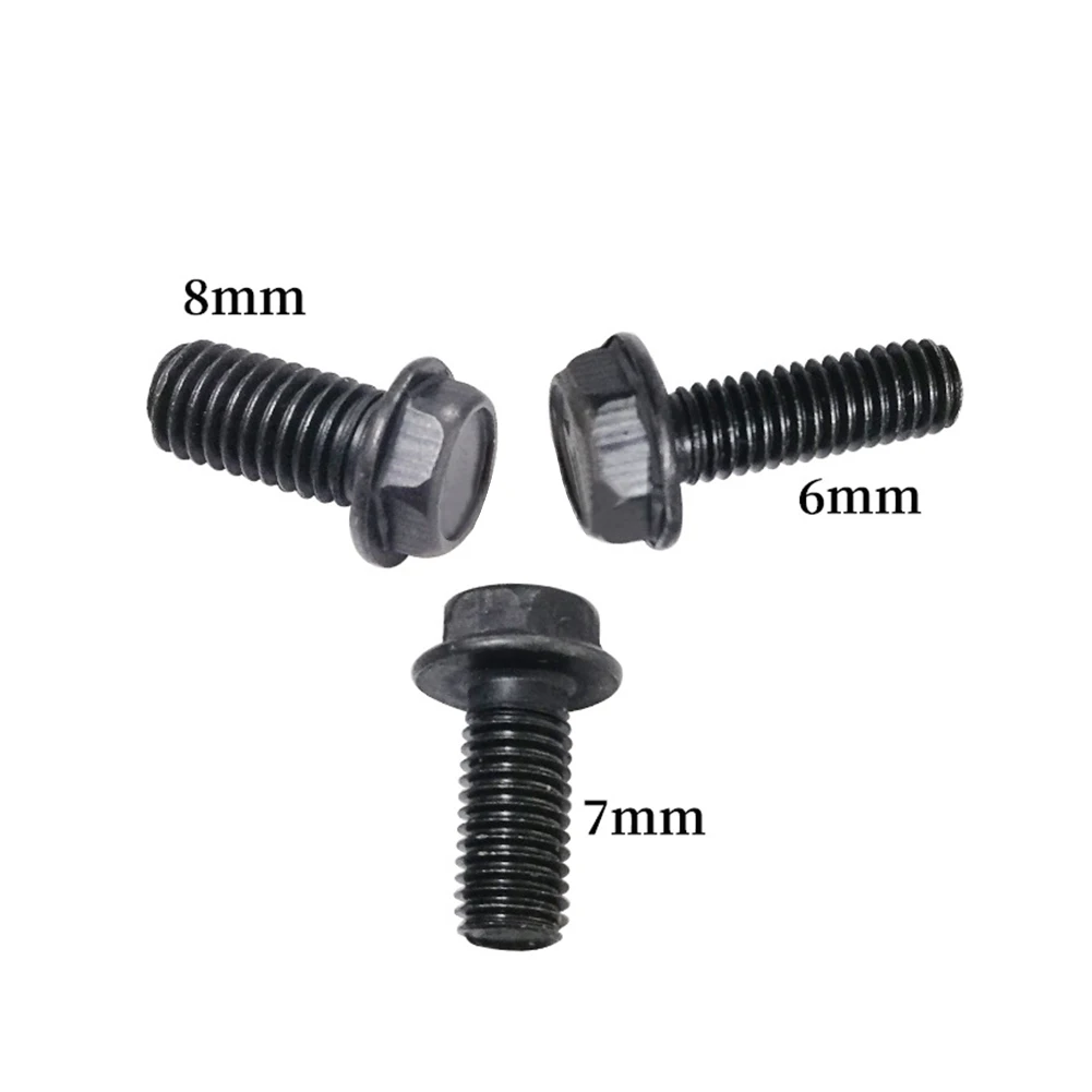 10pcs /M6 /M7 M8 Left Hand Thread Hex Flange Screw Black Carbon Steel Bolt For Saw Cutting Machine Power Tool Accessories