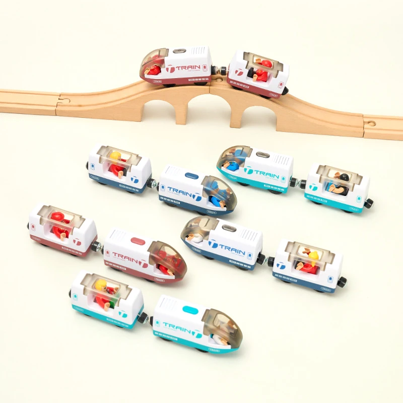 Set di treni elettrici per bambini a batteria Giocattolo con slot per locomotiva magnetica pressofuso adatto per giocattoli per binari ferroviari in legno Regali per bambini