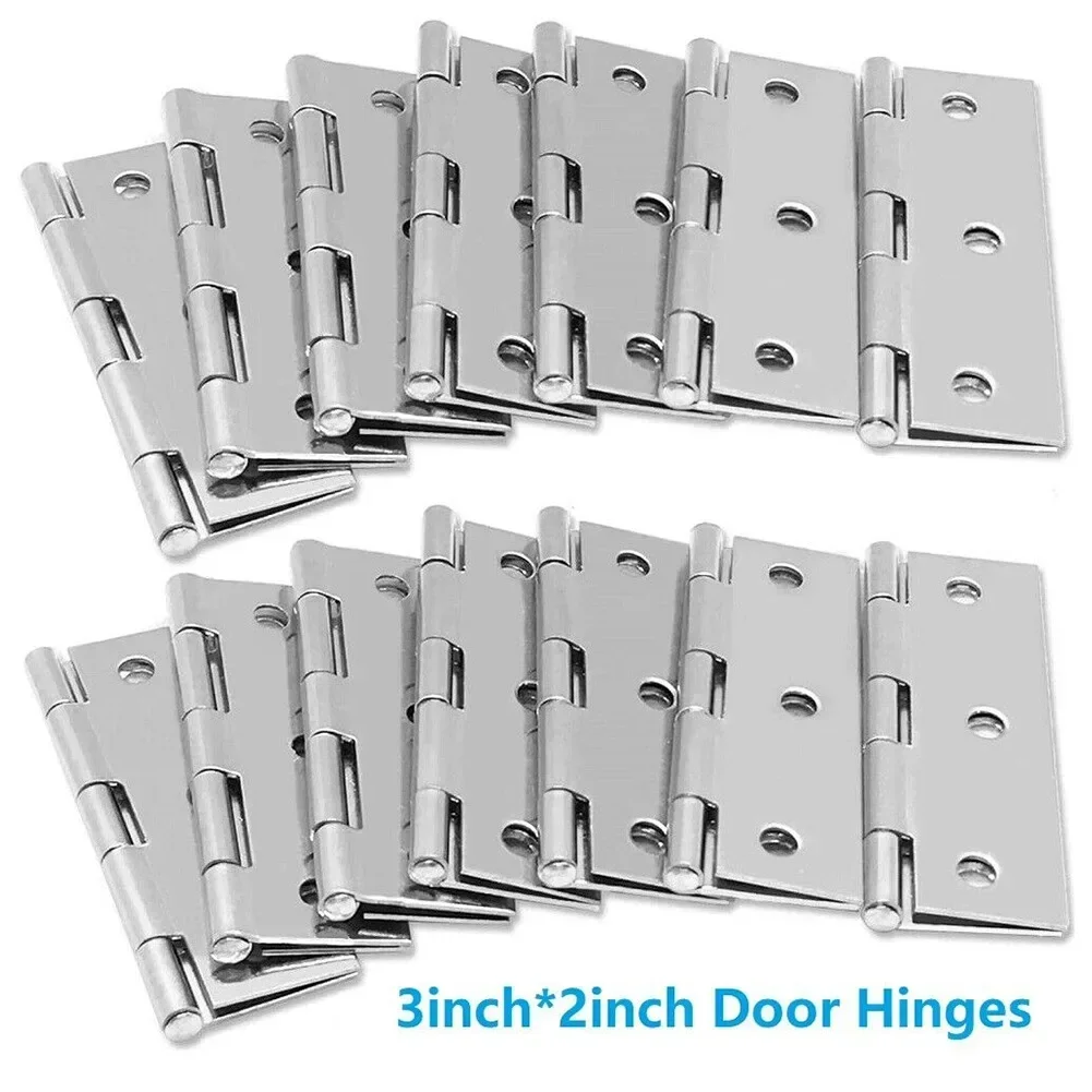 10 PCS 3inch Door Hinge Stainless Steel Flat Hinges Window Cabinet Hinges Door Connector Bookcase Wooden Box Furniture Hardware