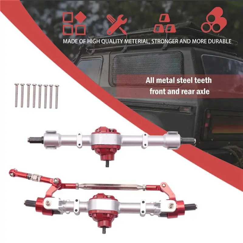 FBIL-6X RC Car Front & Rear Complete Axle For MN D90 D91 D96 D99S MN90 MN96 MN99 MN99S 1/12 RC Car Upgrade Parts,Silver