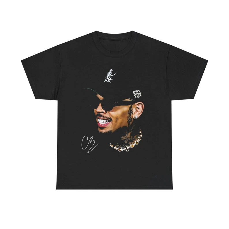 The Face of Breezy Chris Brown 2 Sided Graphic Print T-shirt Classic Y2K Street Style T-shirt Harajuku Cotton Men Women Tee Tops