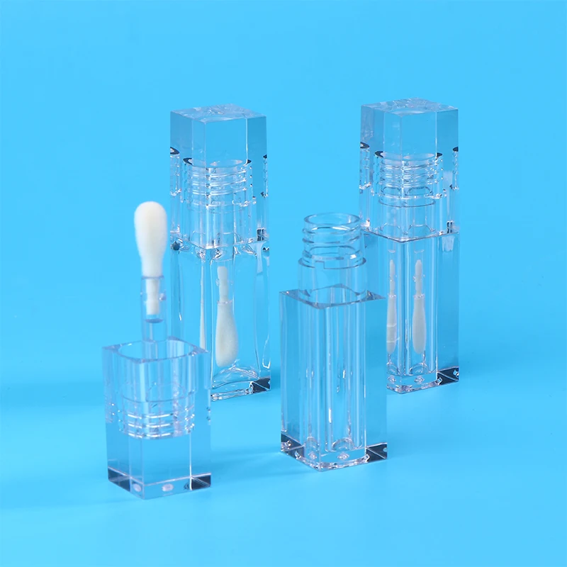 4/7ML Transparent Square Lipstick Tube Large Brush Empty Liquid Lip Balm Container Travel Makeup Packaging Sample Bottle Diy