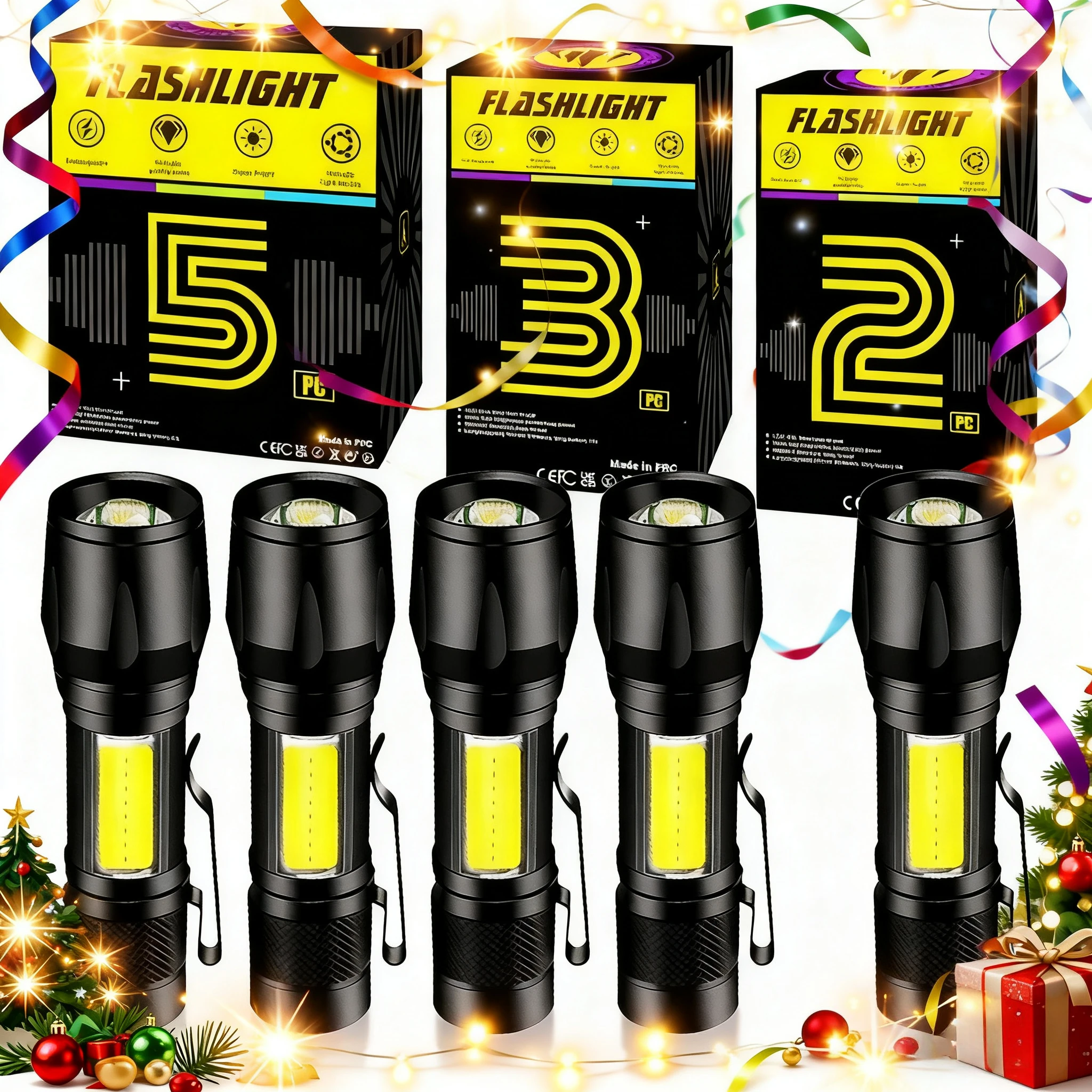 مصباح يدوي زوومابلي، فانوس تخييم COB، مصباح شعلة صغير قابل لإعادة الشحن، هدية مثالية للأطفال، معدات الطوارئ الخارجية مع مشبك قلم