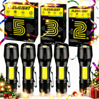 Zoomable Flashlight, COB Camping Lantern,Rechargeable Mini Torch Light, Ideal Gift for Kid,Outdoor Emergency Gear w/ Pen Clip