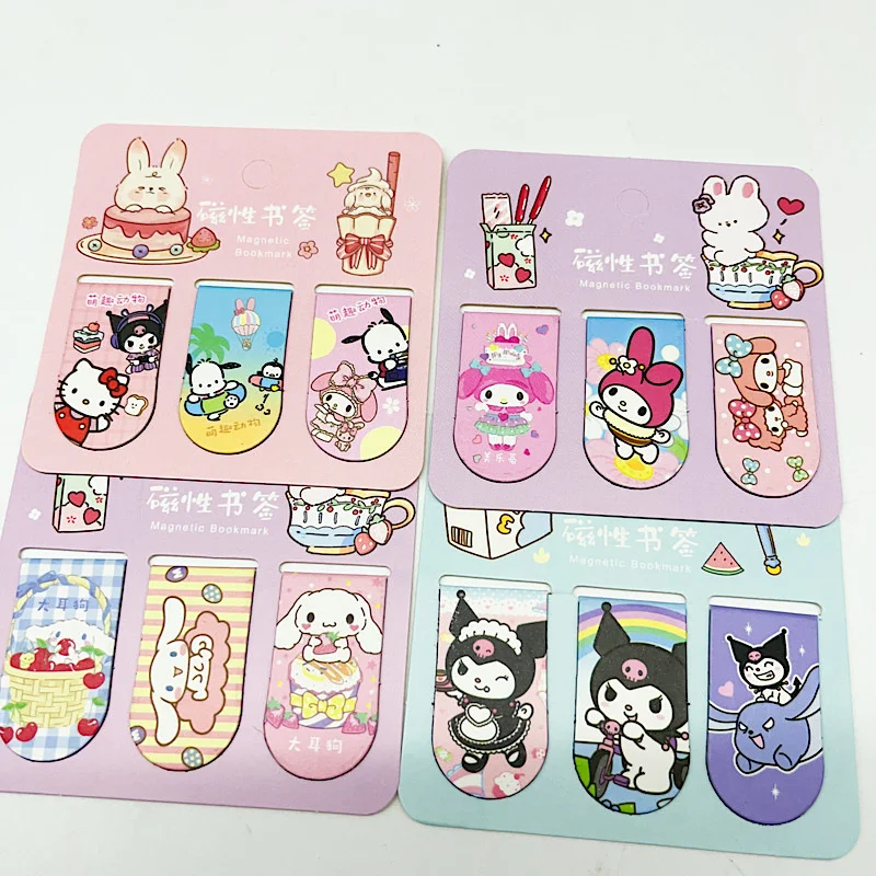 40 set/lot Sanrio Kuromi Melody Cinnamoroll Magnetic Bookmark Cute Book Mark For Books School Office Supplies قرطاسية هدية