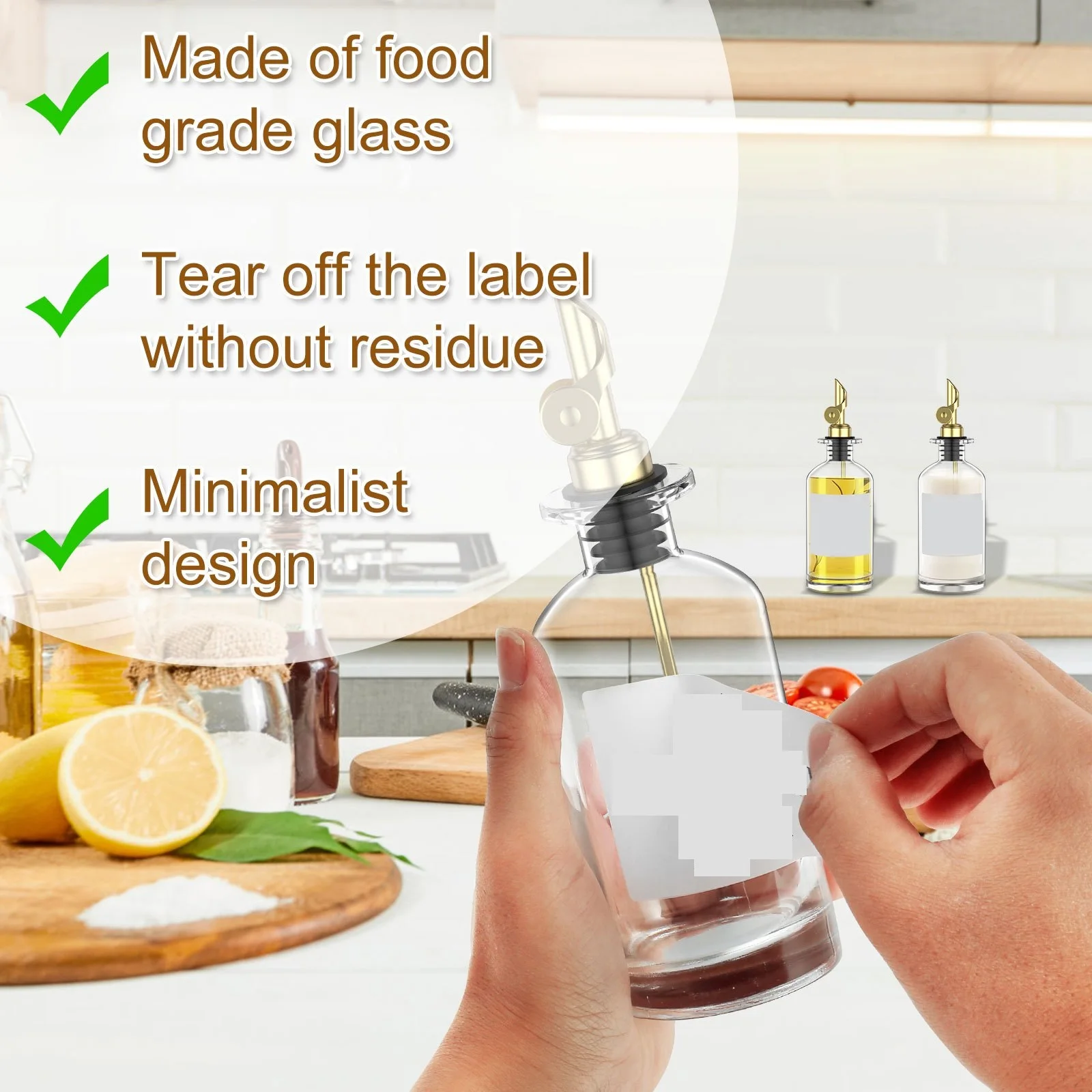 1PC Glass Olive Oil Dispenser Bottle Seasoning Bottle Vinegar Bottle Condiment Container Kitchen Stuff Kitchen Gadgets Supplies