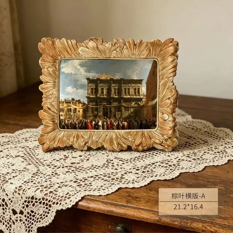 Premium Vintage French European Gold Resin Photo Frame Set Light Luxury Wall Mount Tabletop Decor For Living Room Sofa Backdrop