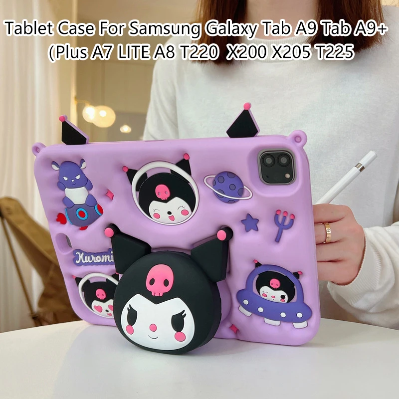 Kuromi Table Case For Samsung Galaxy Tab A9 Plus A8 X200 X205 A7 Lite T220 T225 Tablet Case Silicon For Tab A9 Kids Stand Cover