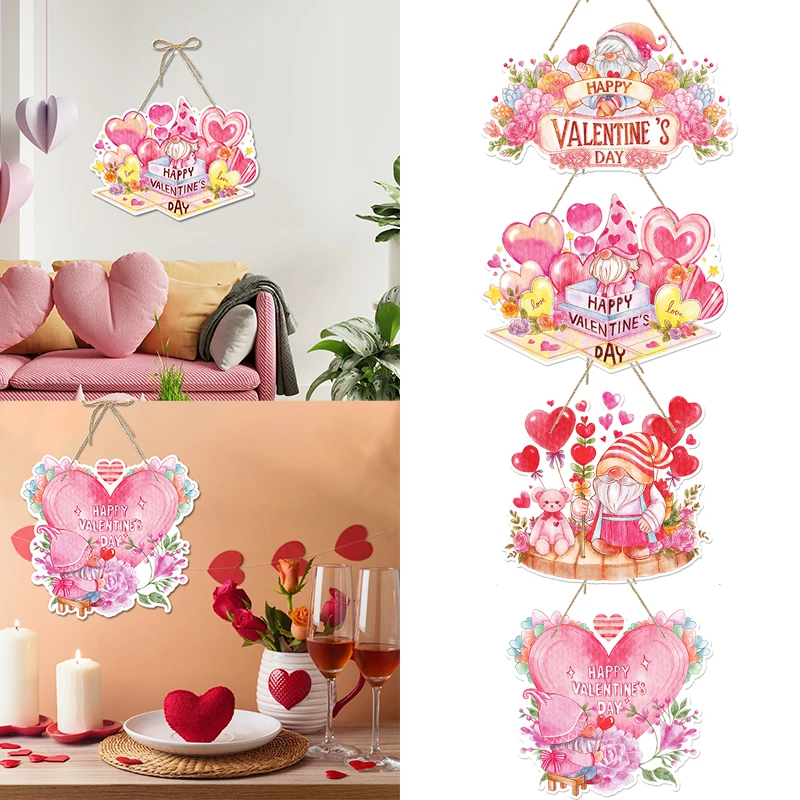 

Valentine's Day Decorations Love Heart Wreath Door Sign Pendant Valentine's Day Home Wall Door Hanging Ornaments Wedding Decor