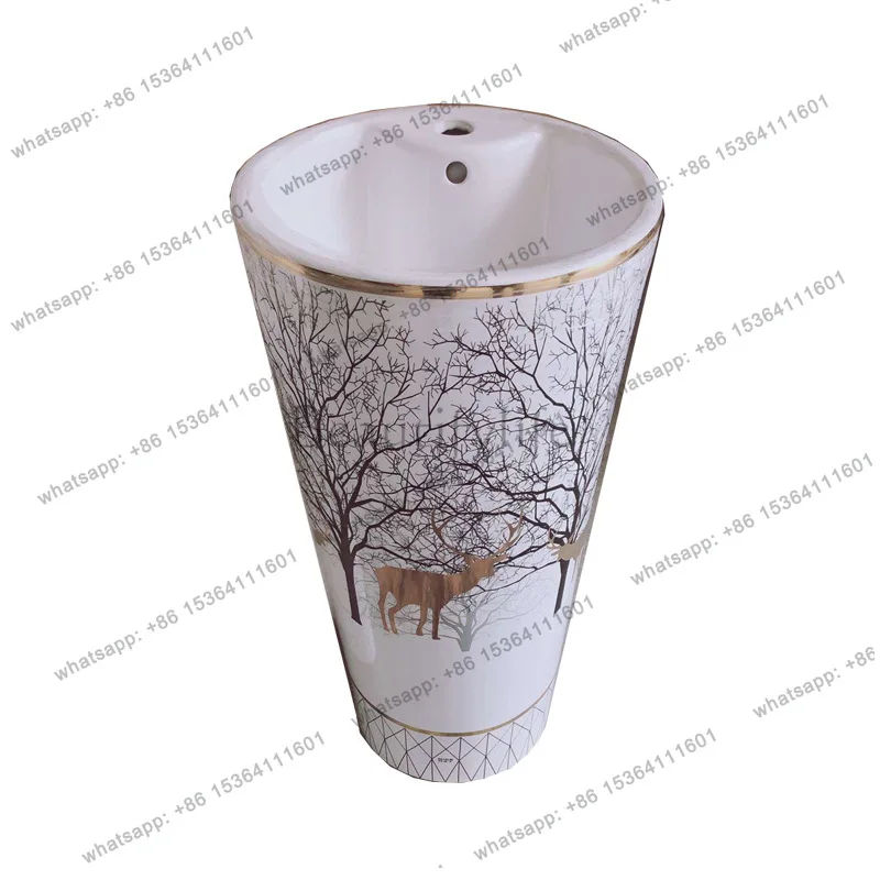 Golden integrated pillar basin Golden Deer Tu Xue Hotel KTV local tyrant gold washbasin