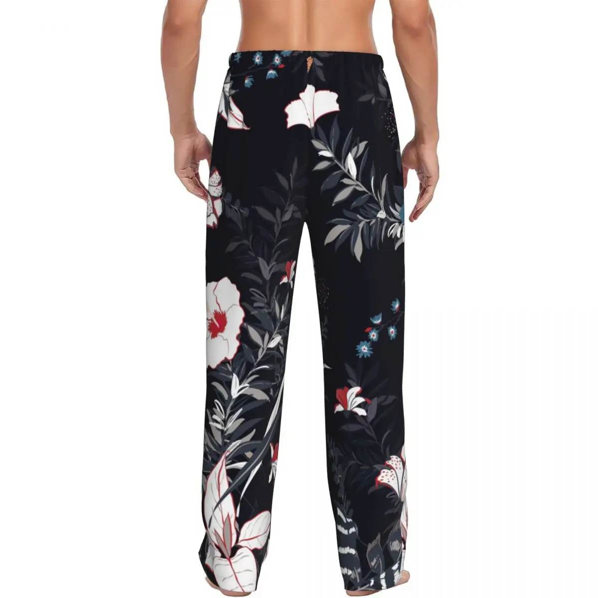 Pantalon de pyjama bleu marine foncé pour homme, bas de sommeil, forêt tropicale, salon masculin, fjMen