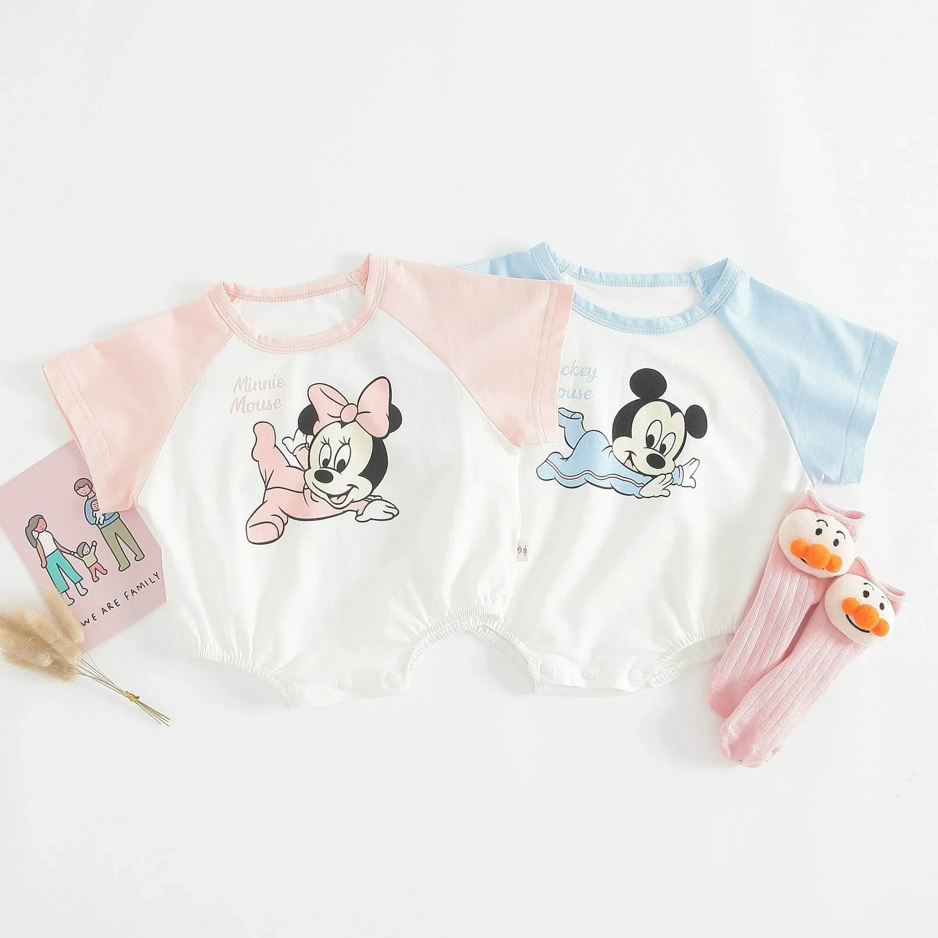 Newborn Baby Rompers Girls Thicken Summer Spring Baby Boy Clothes Cartoon Mickey Minnie Mouse Infant Jumpsuit One Piece Bodysuit