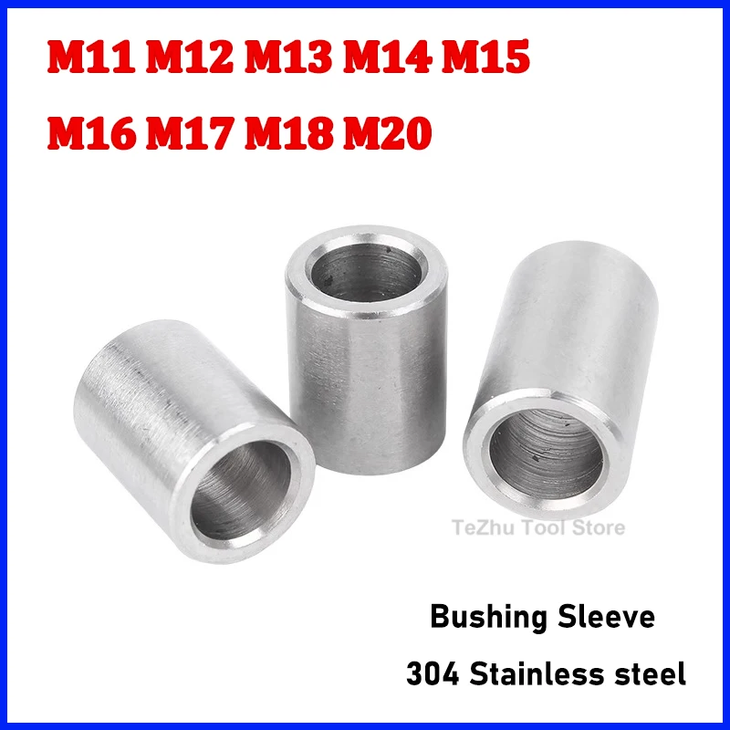 M11 M12 M13 M14 M15 M16 M17 M18 M20 304 Stainless Steel Bushing Washer Gasket Unthreaded Round Hollow Standoff Spacer Sleeve