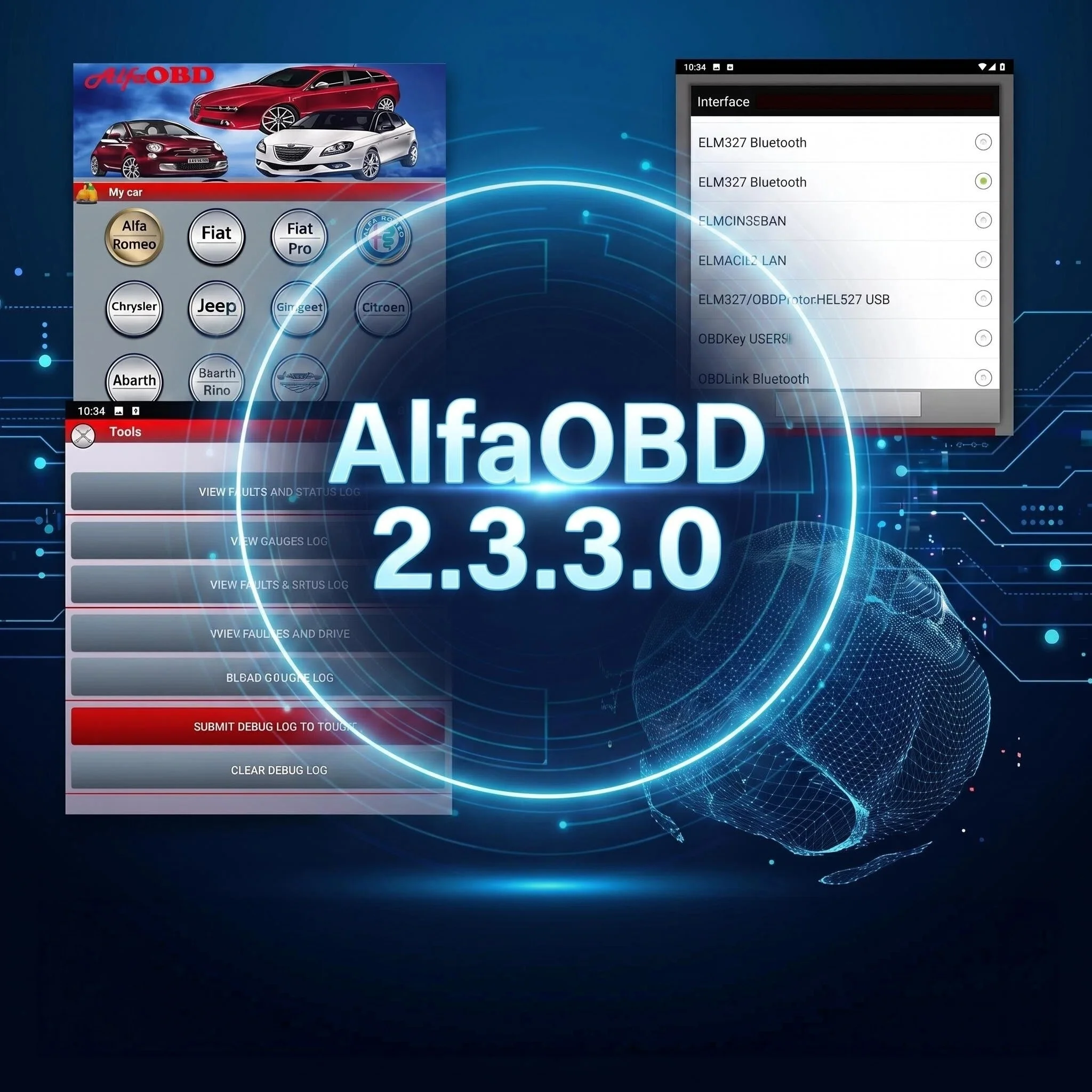 AlfaOBD 2.3.3.0 (for Android) Full Licensed - diagnostic Alfa Fiat Lancia Abarth Dodge RAM Chrysler Jeep Peugeot Citroën