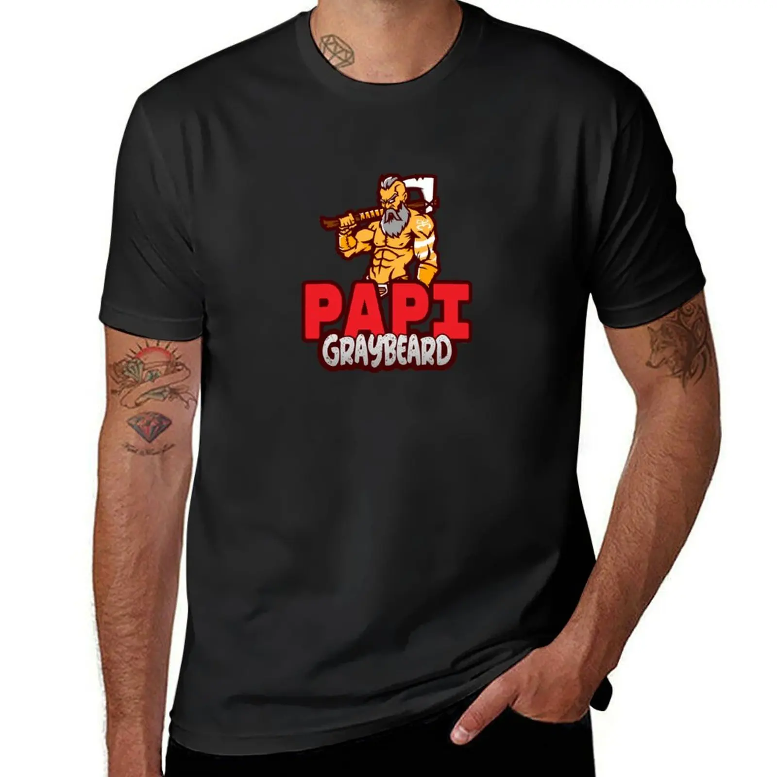 Papi GrayBeard Logo T-Shirt sweat oversized quick drying designer t shirt men