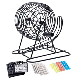 Deluxe Bingo Set Includes Bingo Cage 18 Mixed Cards 75 Calling Balls Color Chips For Indoor Outdoor Table Game Party Supplies