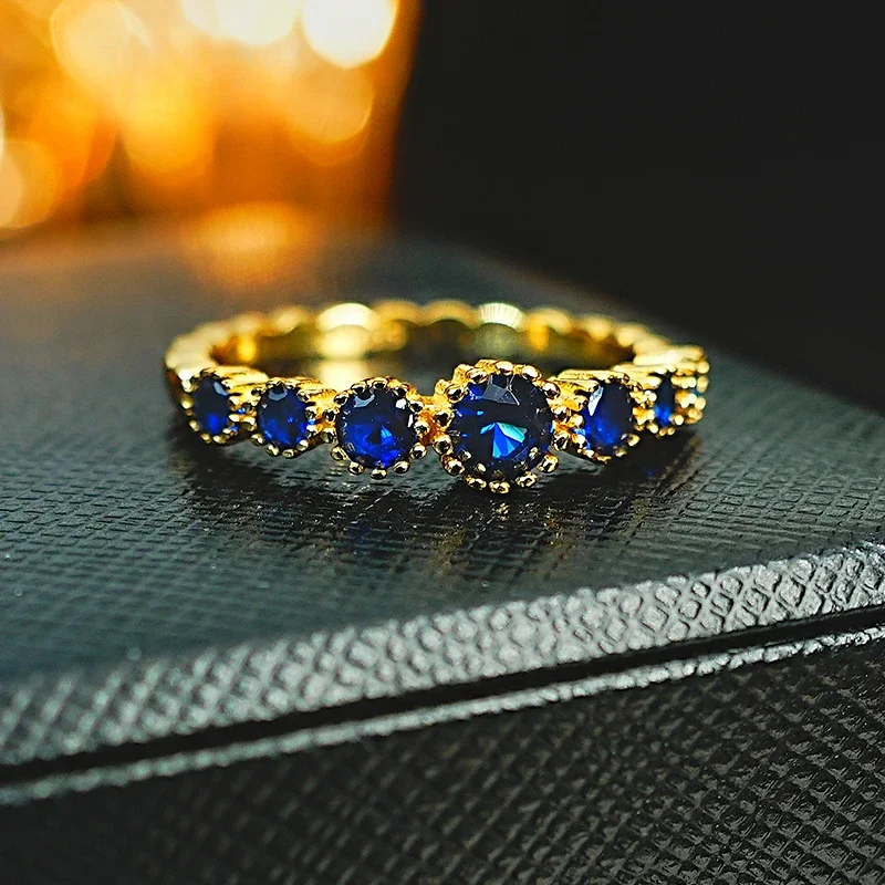 

Light Luxury 925 Silver Diamond Minimalist Ring Set, Versatile Corundum Retro Style