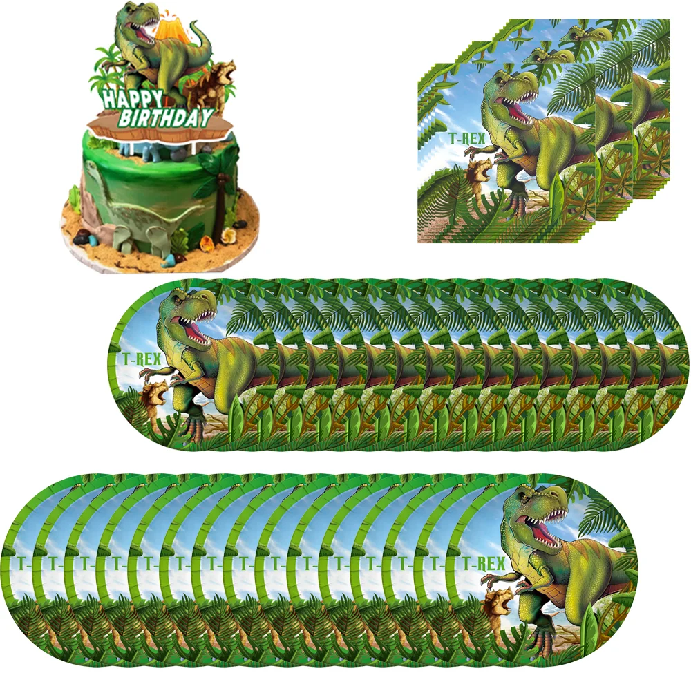 Jurassic Dinosaur Theme Birthday Decorations Party Disposable Tableware Paper Napkins Cups Plates Tablecloths Straw