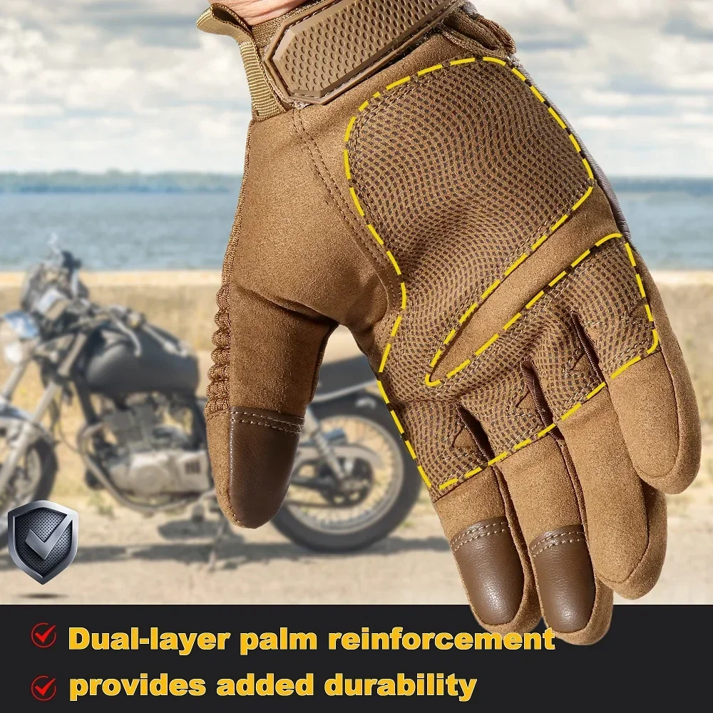 Touchscreen Leather Tactical Glove Outdoor Riding Cycling Combat Airsoft Shooting Paintball Hunting Sport Full Finger Gloves Men