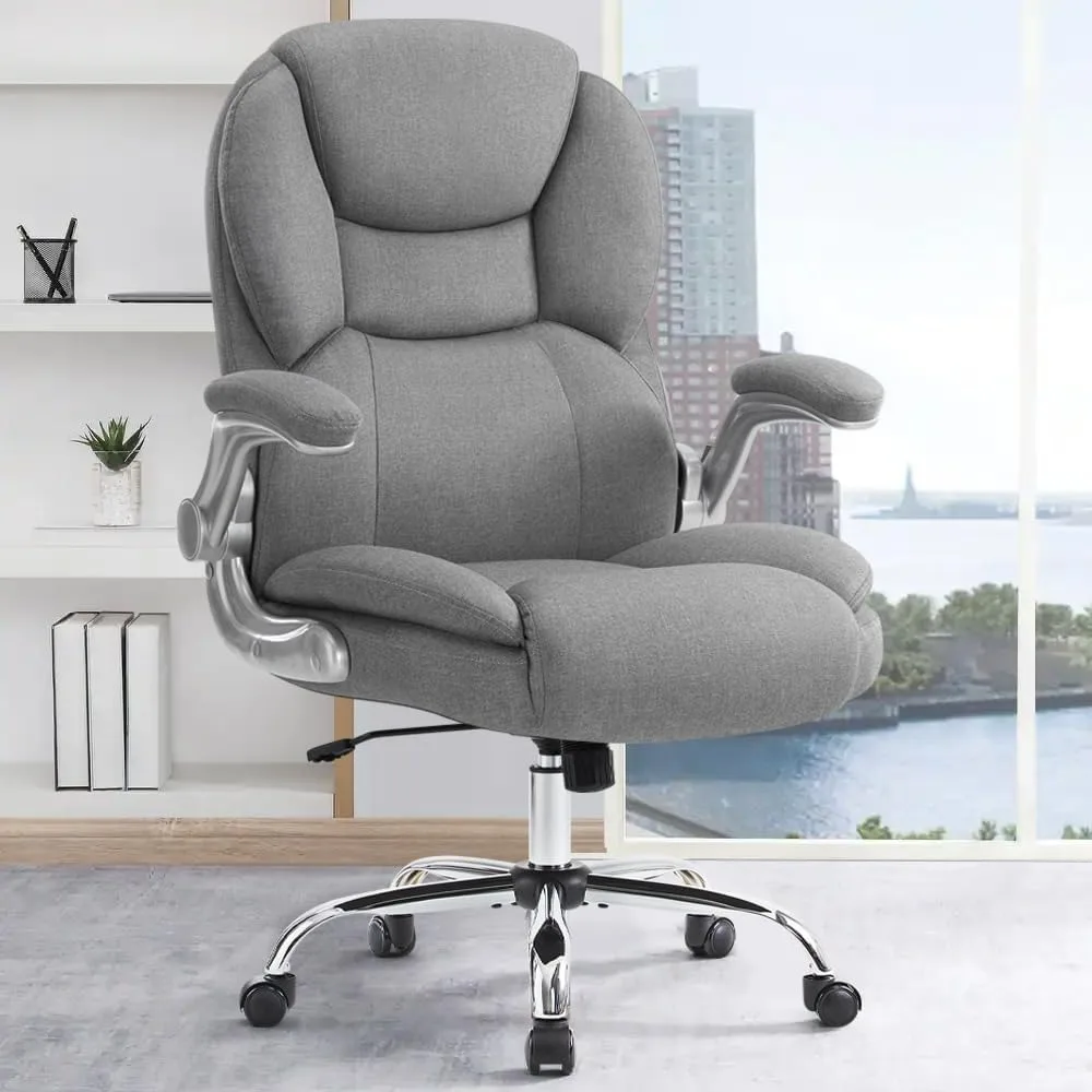 

Executive Office Chair, Ergonomic Big and Tall Computer Desk Chair, High Back with Padded Flip-up Armrest, Lumbar Support S