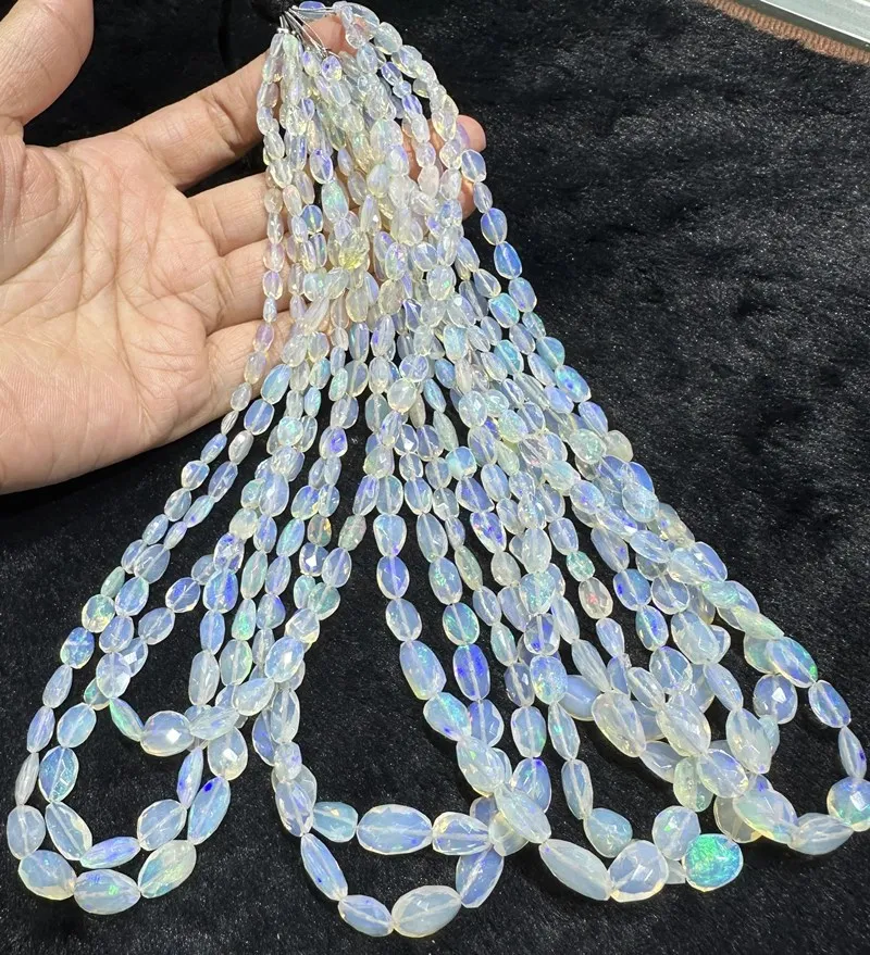 

Opal white baroque flat oval faceted 4-8mm nature for DIY making jewelry necklace 38cm FPPJ wholesale loose beads