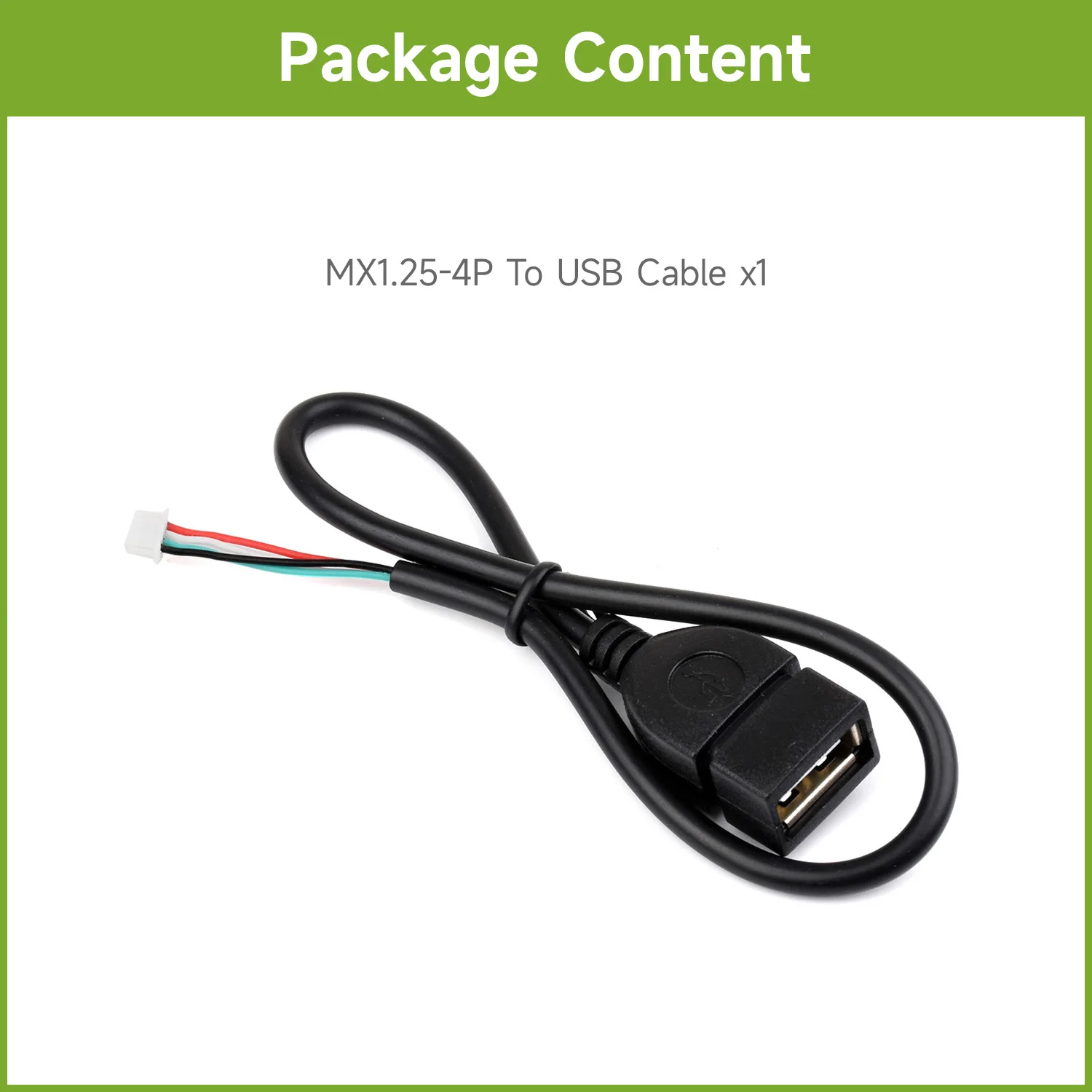 Waveshare MX1.25 4Pin To USB Cable, USB Type-A Female Port, Approx. 30cm Total Length for Luckfox Lyra