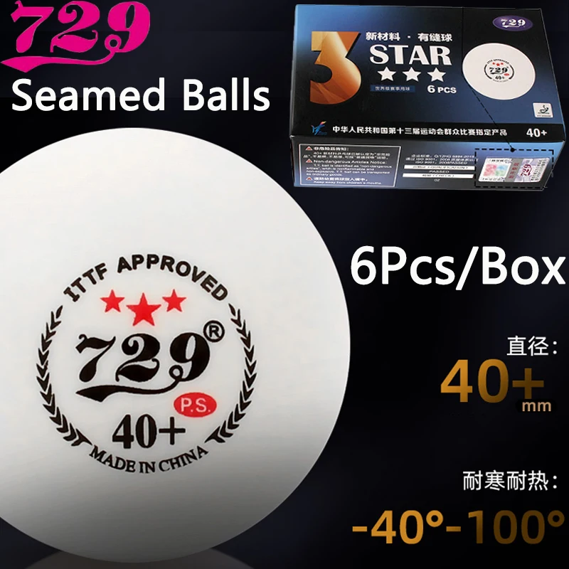 

6Balls/Box 729 Table Tennis Balls 3Stars New Material 40+ PingPong Balls Seamed Table Tennis Balls For Trainning & Competition