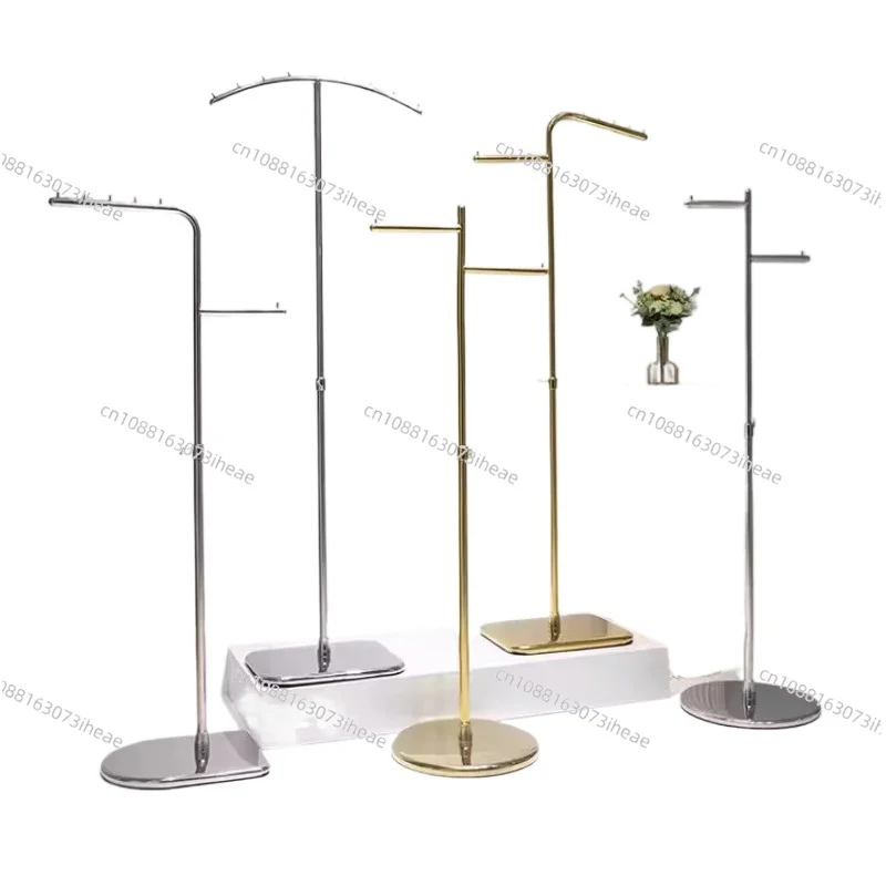 

Стеллаж для магазина одежды, глянцевая напольная вешалка Nakajima из нержавеющей стали, прямая трансляция, золотая и серебряная подвесная сумка для одежды