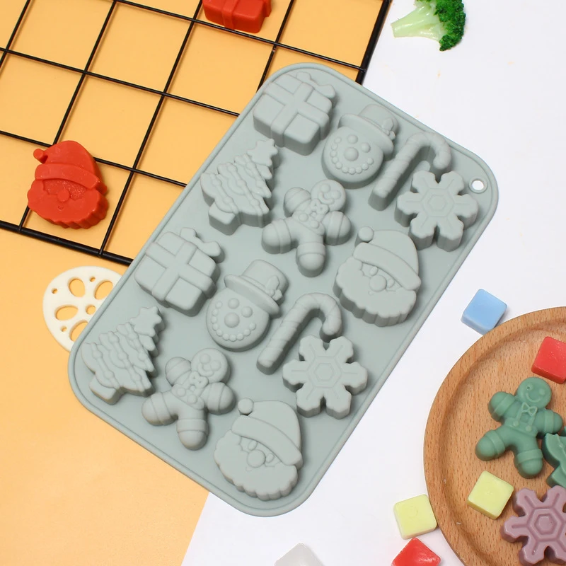 1pcs Christmas Tree Snowflake Chocolate Silicone Mould Santa Candy Biscuit Baking Set Diy Fest Cake Decoration