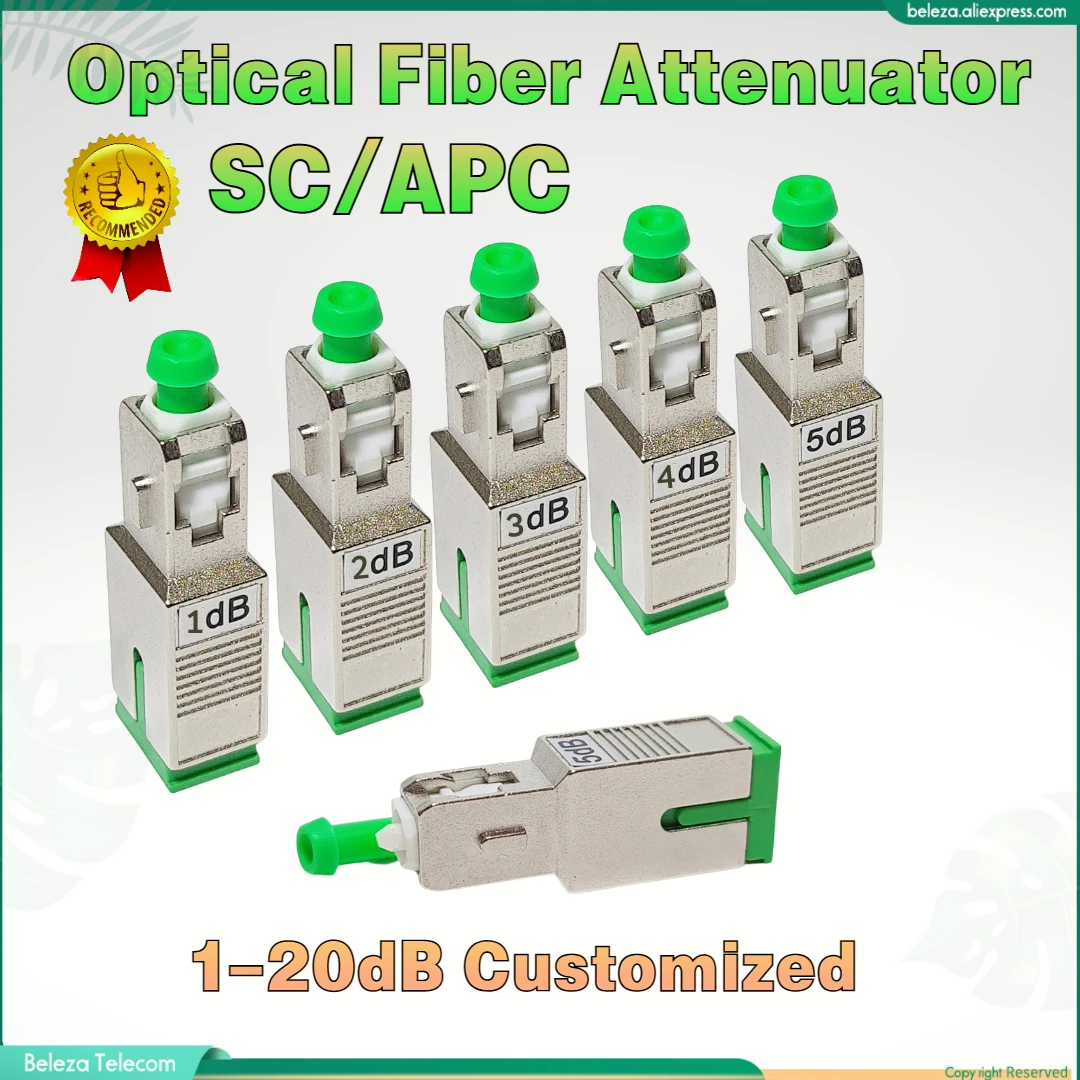 1-20dB Customized Optic Fiber Adapter Connector SC/APC Female-SC/UPC Male Fixed Attenuator Optic Fiber Flange Coupler Special