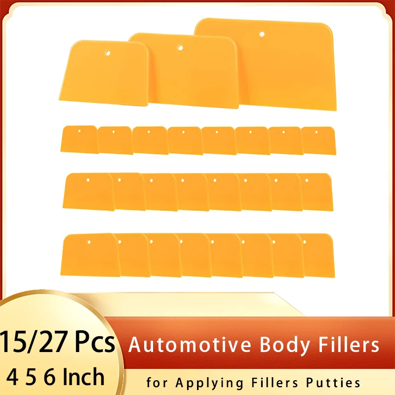 

4, 5, 6 Inch Automotive Body Fillers 15/27PCS Hard Plastic Spreaders Auto Body Spreader for Applying Fillers Putties Glazes