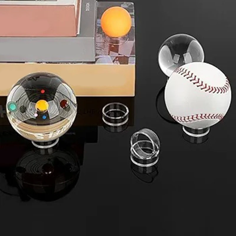 16Pcs Baseball Display Stand Clear Rings Sphere Stand Plastic Display Holder