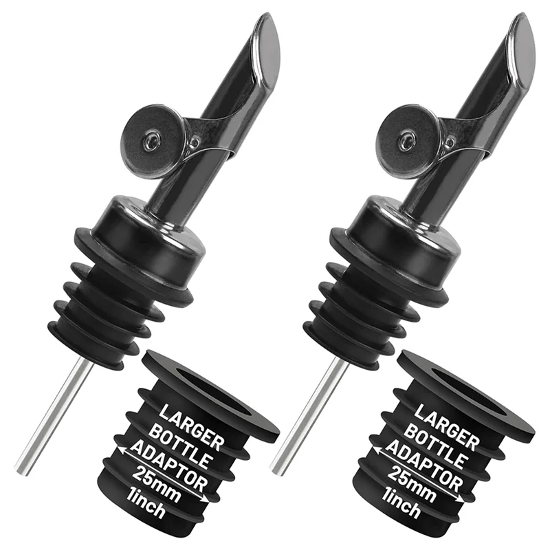 

-AA95 Liquor Pour Spout For Bottles, Hygienic Quick Bottle Pourer With 2 Adapters For Large Neck Bottles, Auto-Open/Close